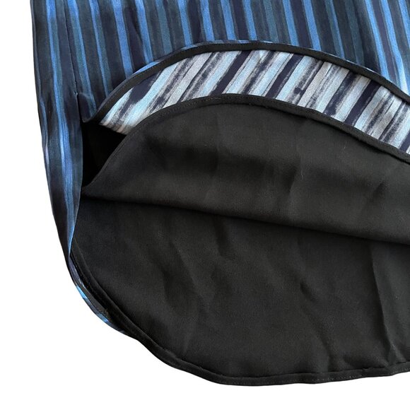 XS EUC Vince Silk Sleeveless Black Denim Blue Tie Dye Lined Summer Shift Dress - Picture 8 of 12